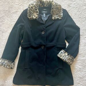 Cheetah fur black peacoat